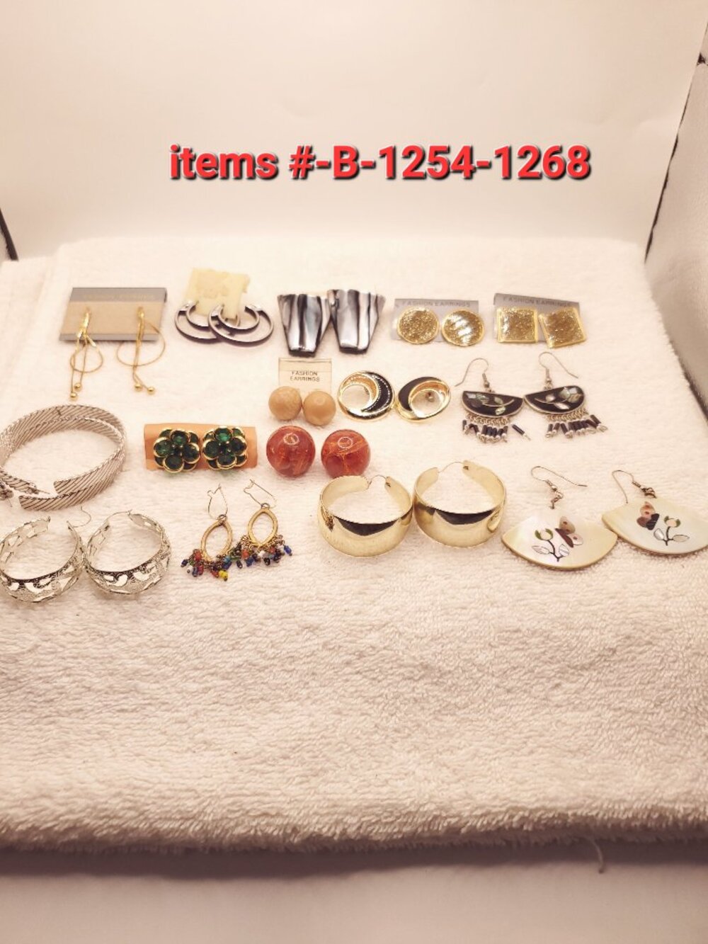 15 Pair of Pierced Earrings, items # B-1254-1268,.  wt. 138 grams.